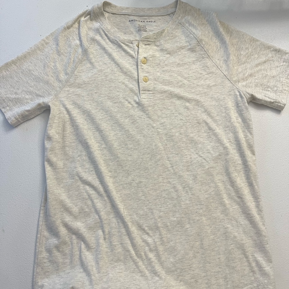 American Eagle Outfitters Light Gray Henley Shirt